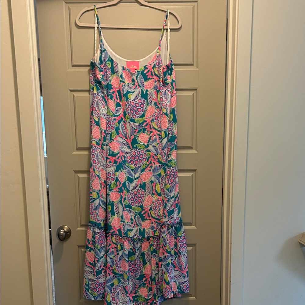 Lilly Pulitzer Tropical Print Dress in Pink and Blue